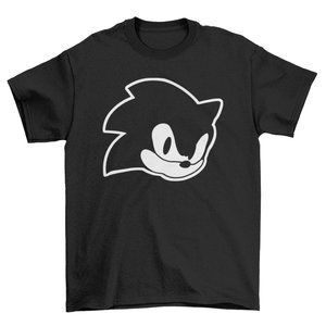 NEW Sonic Hedgehog Face Head T-Shirt BLACK